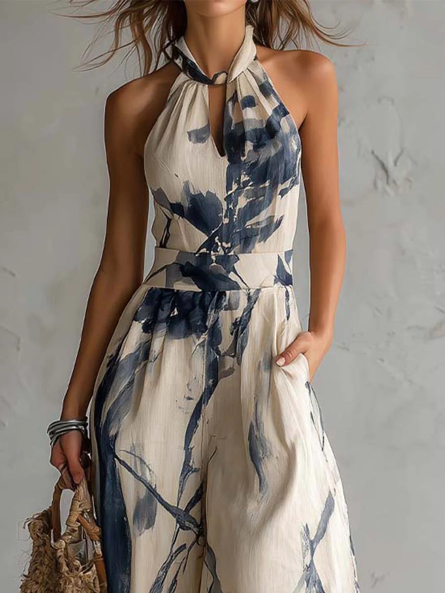 Daniela - Mono Elegante a Gamba Ancha con Stampa Artistica