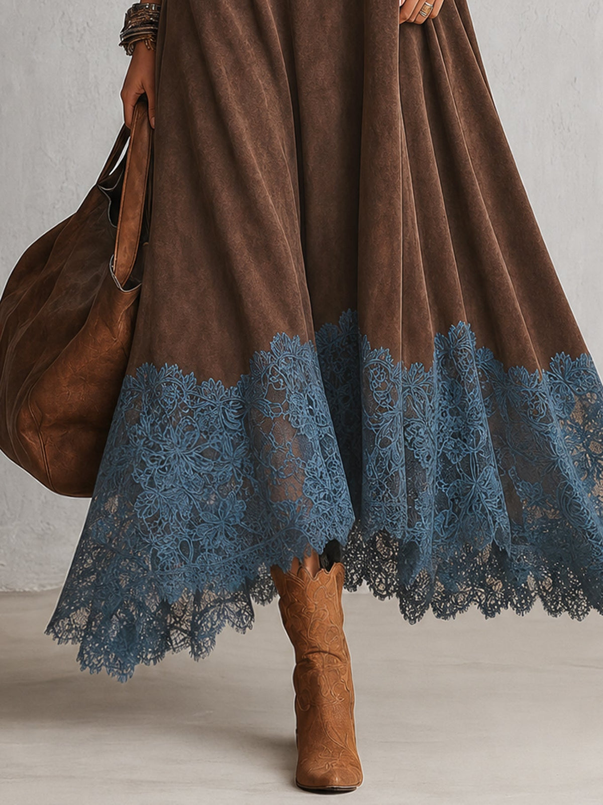 Evangeline - Vestido Maxi Vintage con Encaje