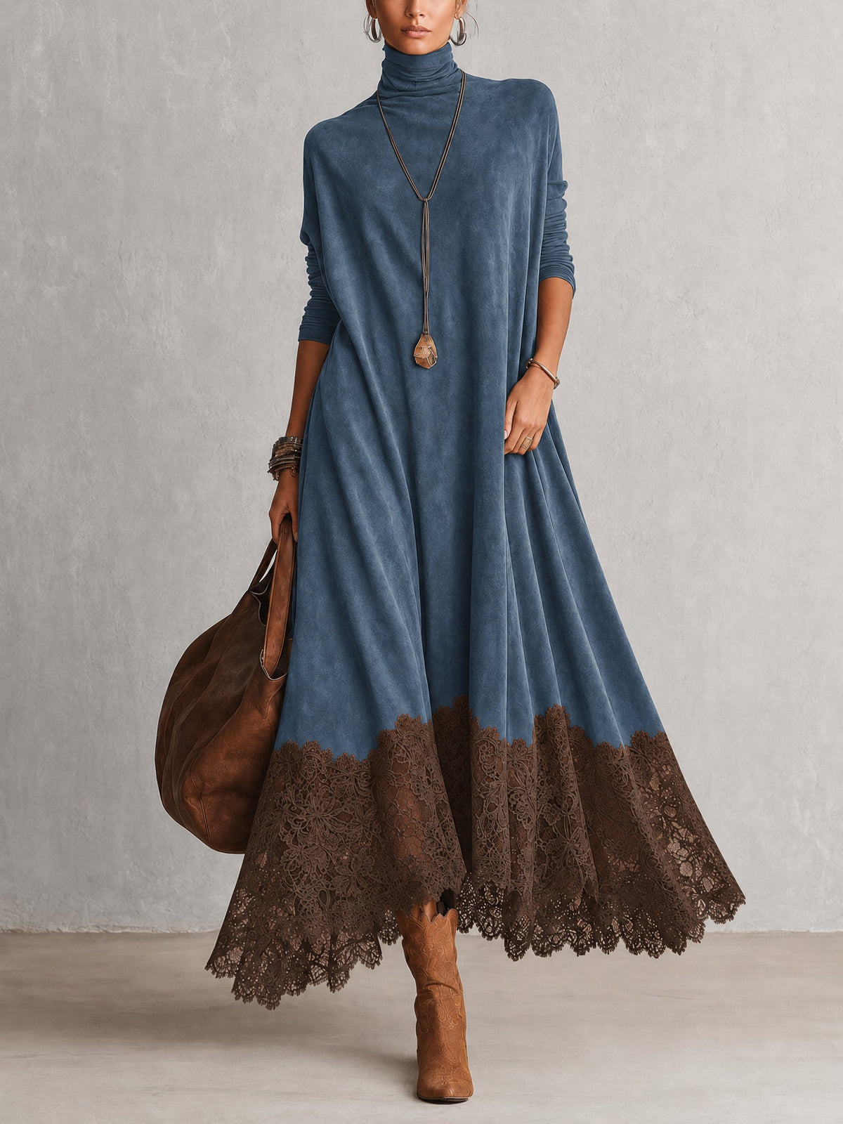 Evangeline - Vestido Maxi Vintage con Encaje