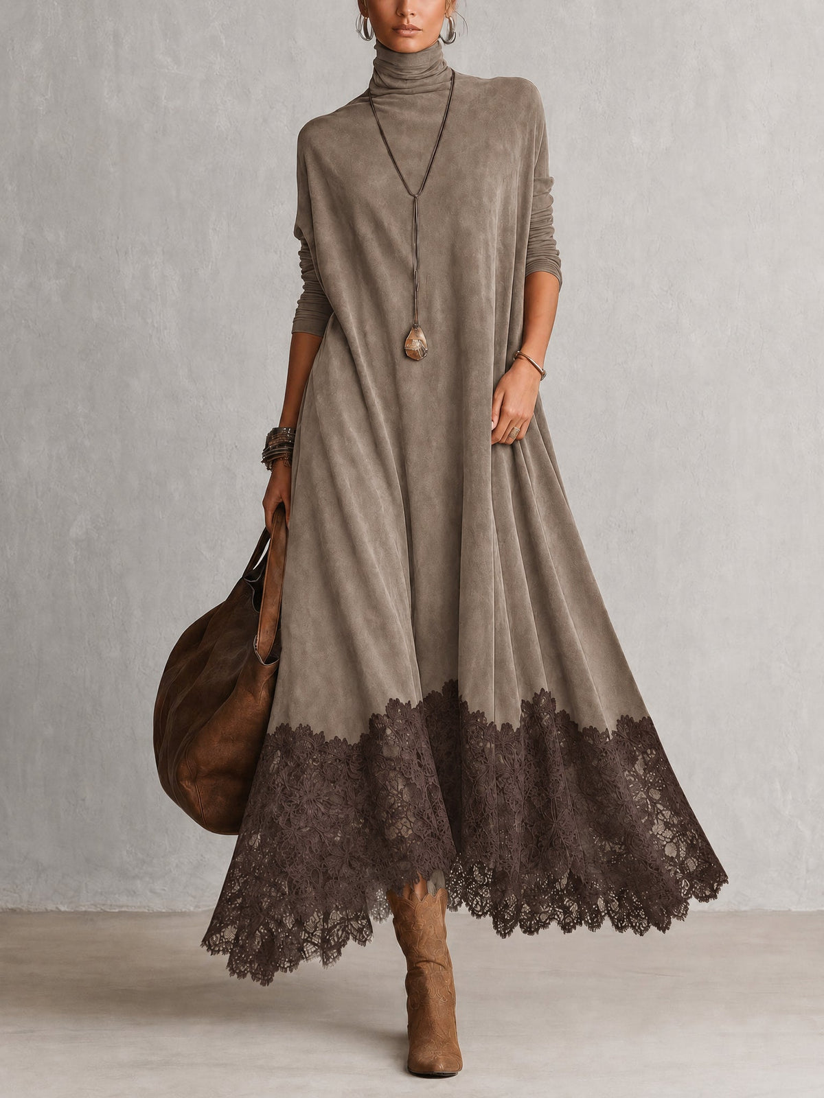 Evangeline - Vestido Maxi Vintage con Encaje