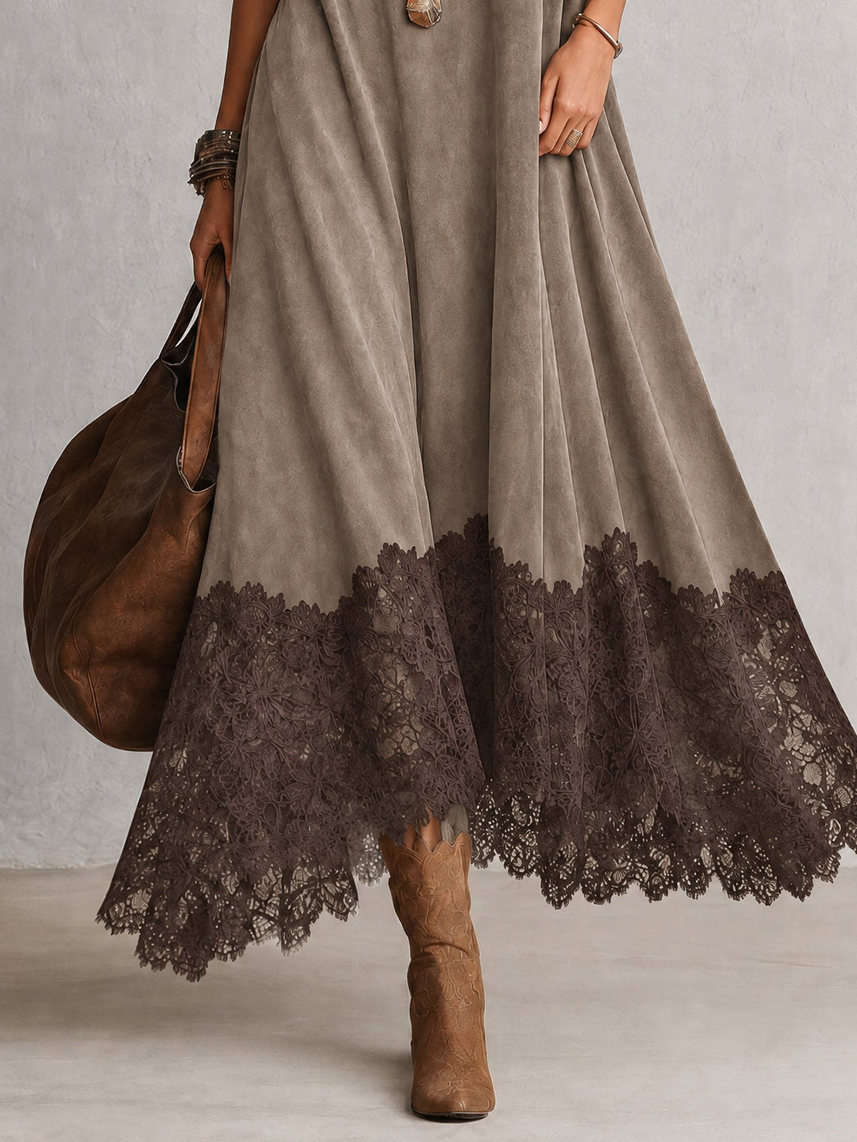 Evangeline - Vestido Maxi Vintage con Encaje