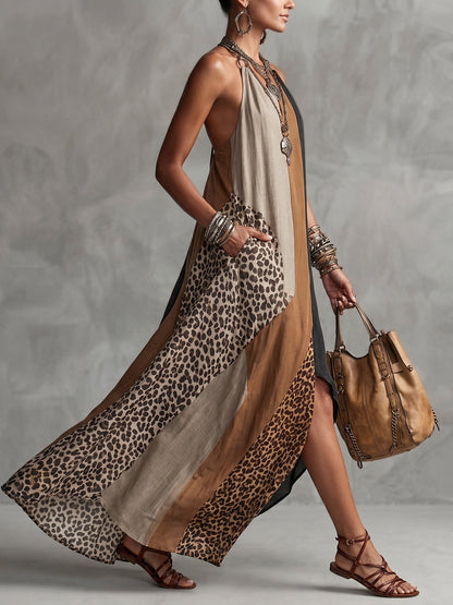 Vega - Vestido maxi de leopardo premium