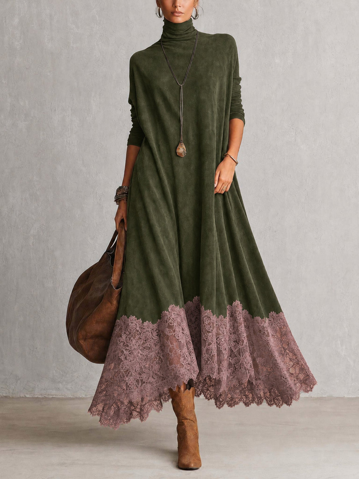 Evangeline - Vestido Maxi Vintage con Encaje