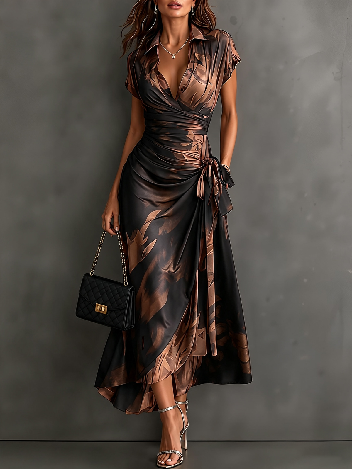 Amélie - Vestido Midi Cruzado Estampado