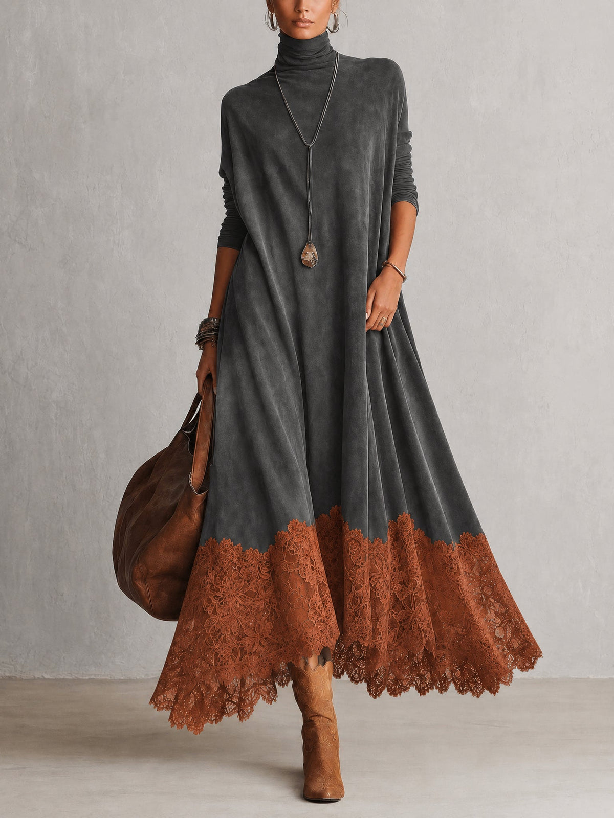 Evangeline - Vestido Maxi Vintage con Encaje