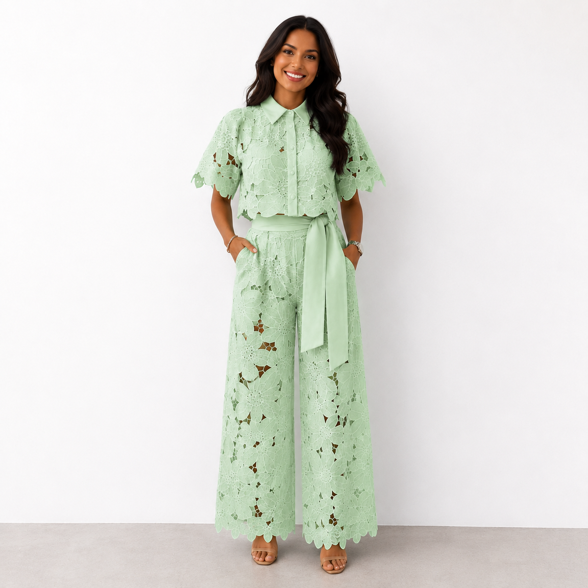 Carla - Conjunto de encaje floral
