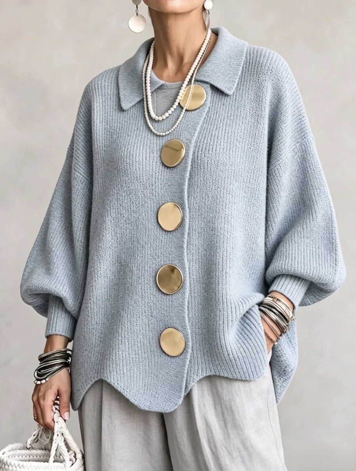 Eulalie - Cárdigan oversize con botones dorados