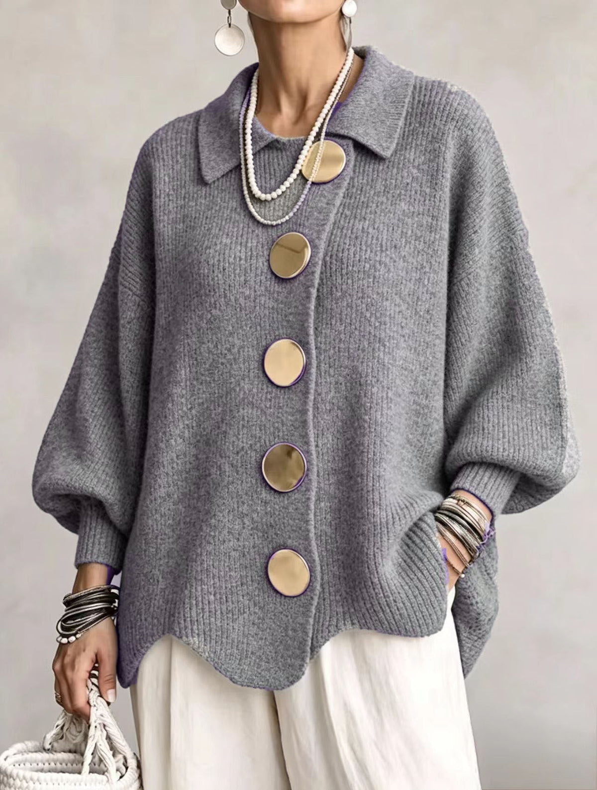 Eulalie - Cárdigan oversize con botones dorados