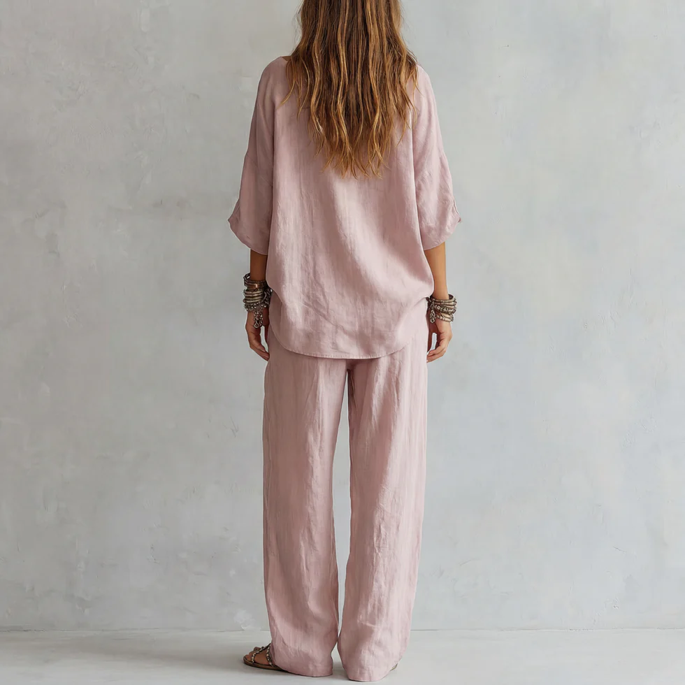Gabriella - Conjunto Hombros Descubiertos y Pantalón Palazzo