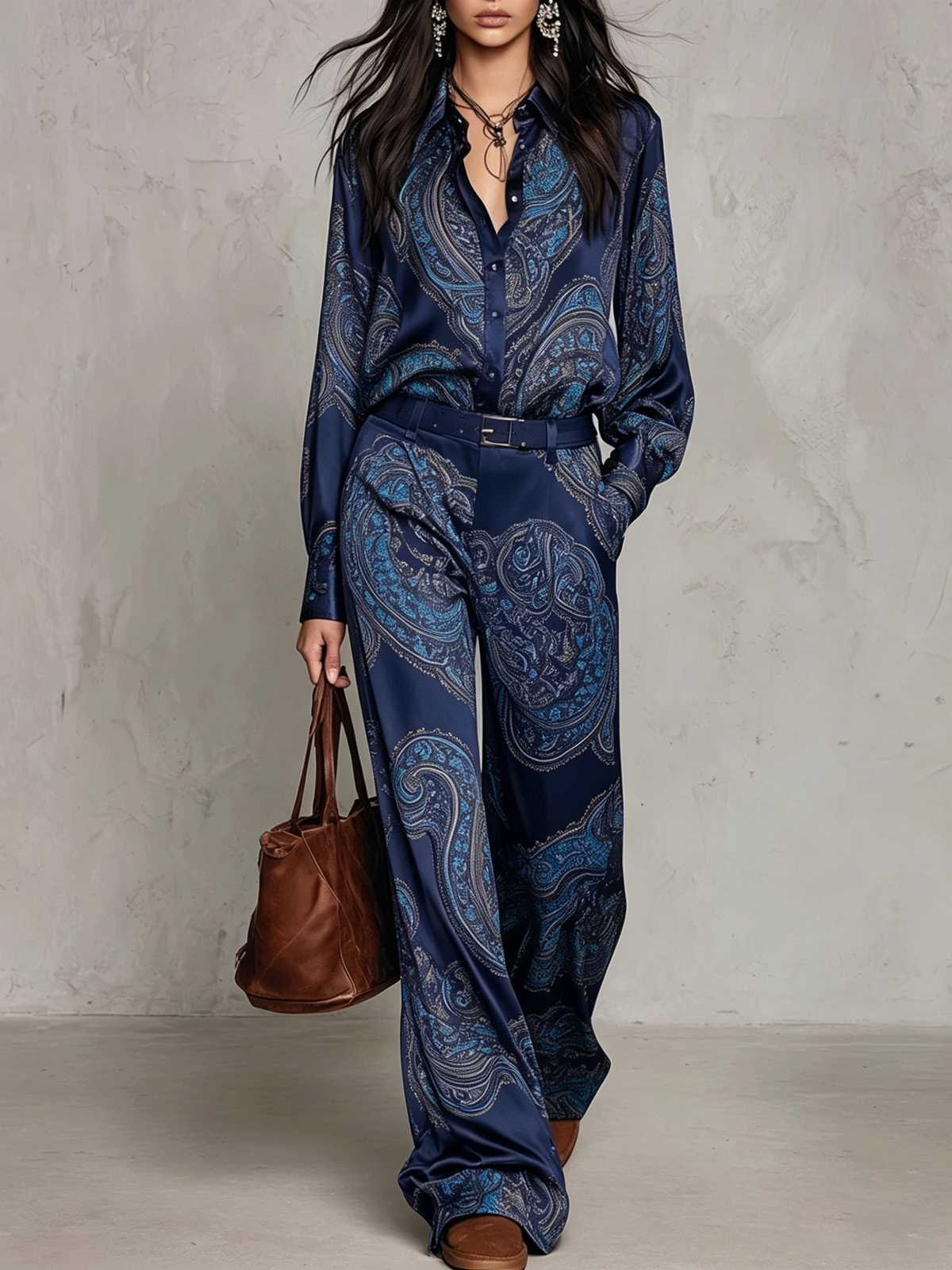 Violette - Conjunto Borgoña de Estampado Paisley