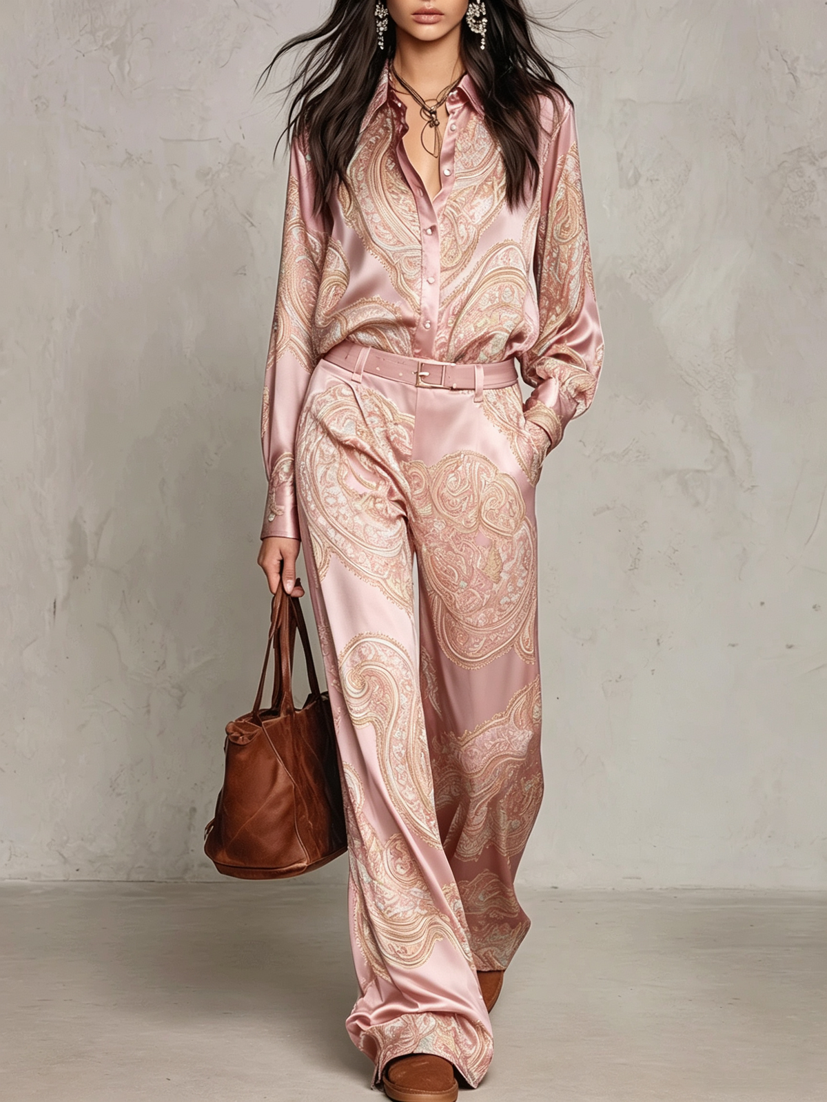 Violette - Conjunto Borgoña de Estampado Paisley