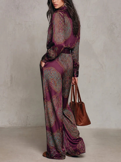 Violette - Conjunto Borgoña de Estampado Paisley