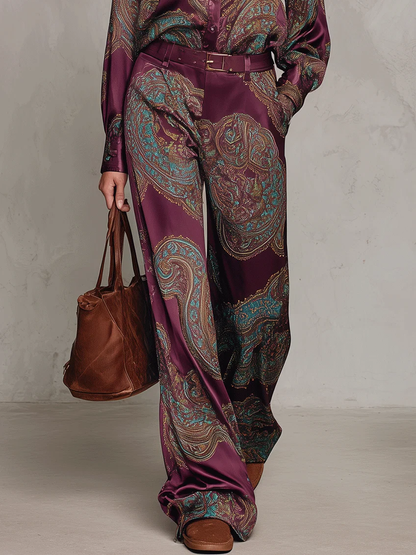 Violette - Conjunto Borgoña de Estampado Paisley