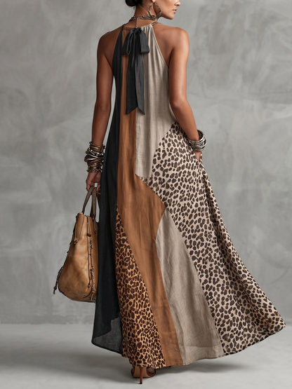 Vega - Vestido maxi de leopardo premium