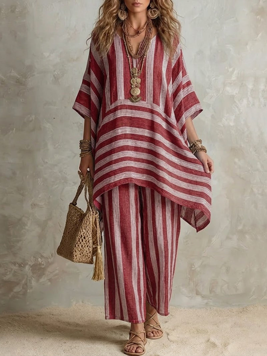 Zahara - Conjunto boho de túnica y pantalón palazzo