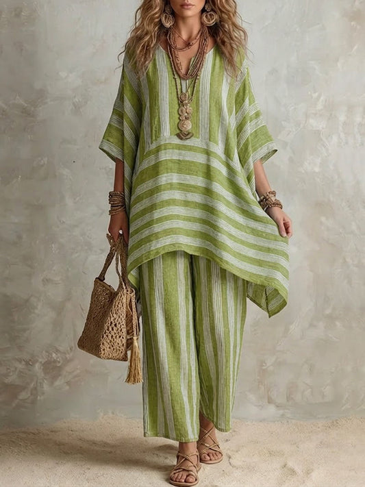 Zahara - Conjunto boho de túnica y pantalón palazzo