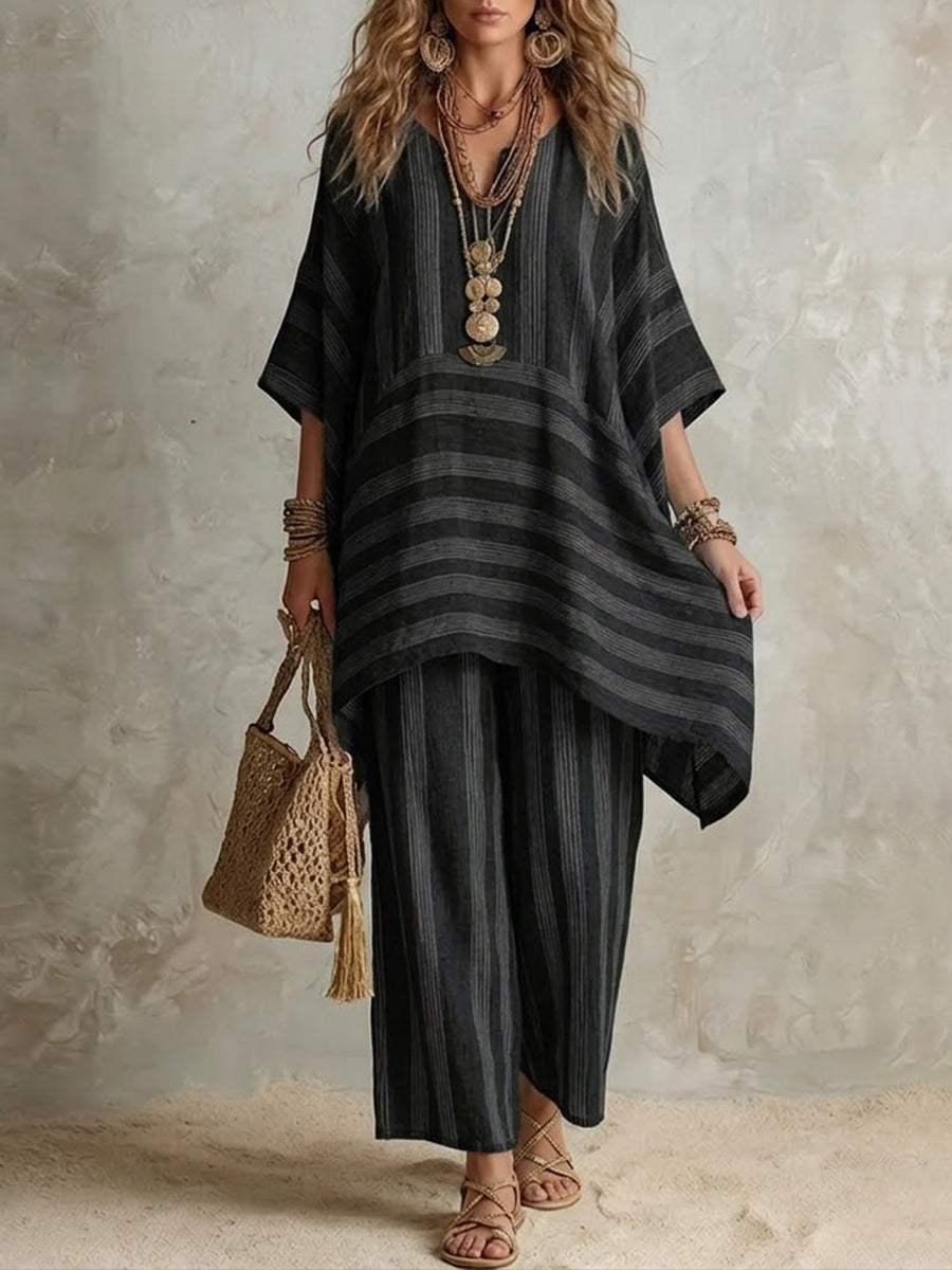 Zahara - Conjunto boho de túnica y pantalón palazzo