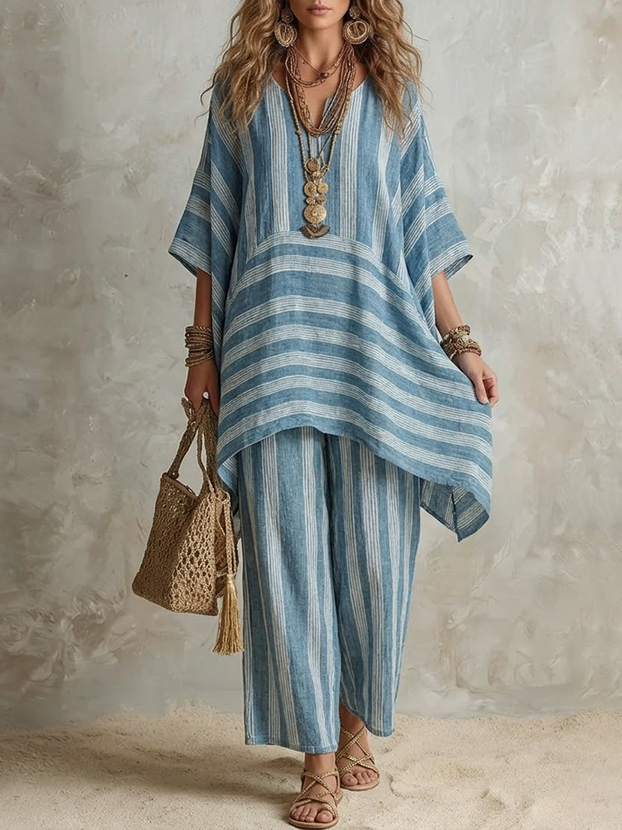 Zahara - Conjunto boho de túnica y pantalón palazzo