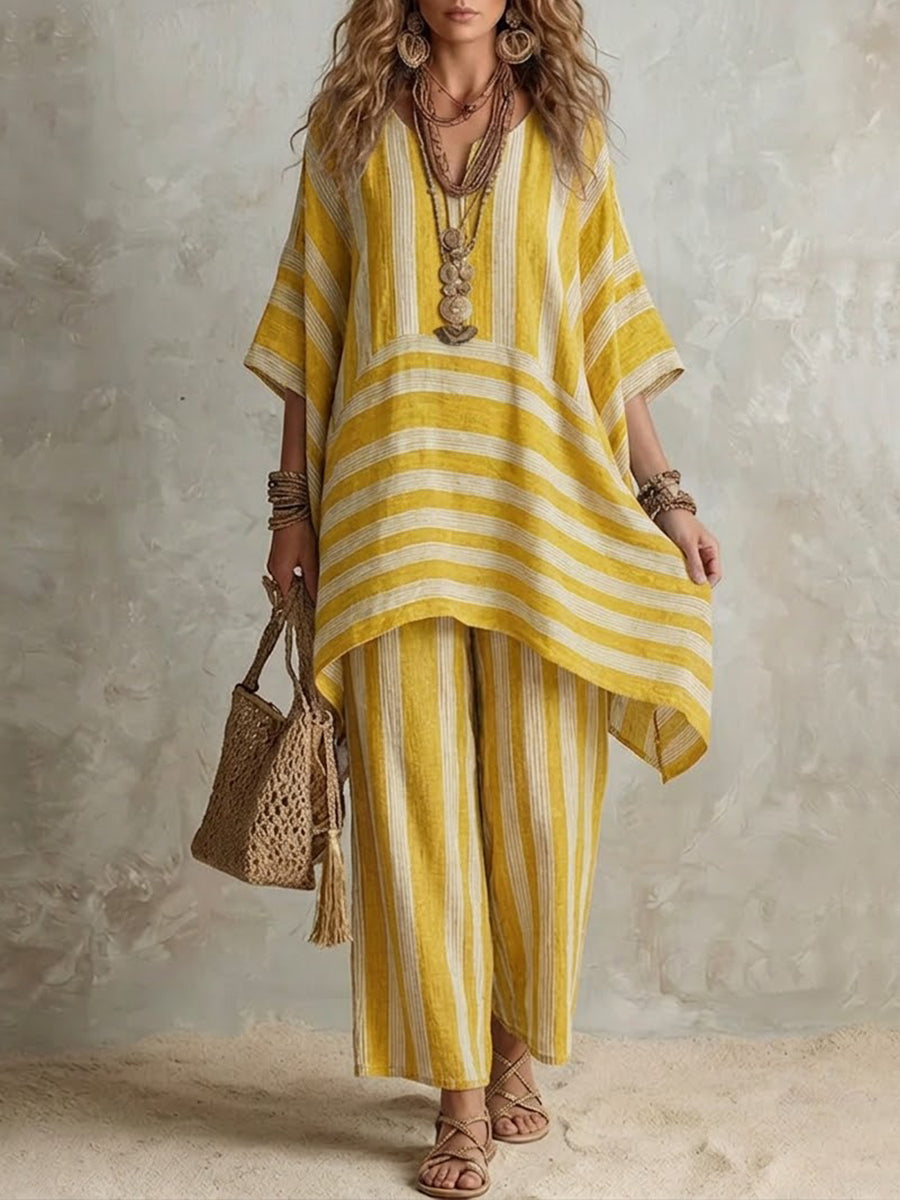 Zahara - Conjunto boho de túnica y pantalón palazzo