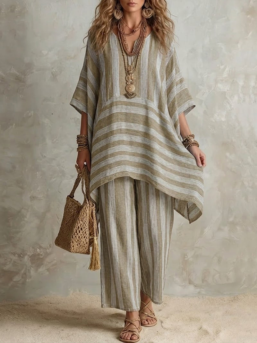 Zahara - Conjunto boho de túnica y pantalón palazzo