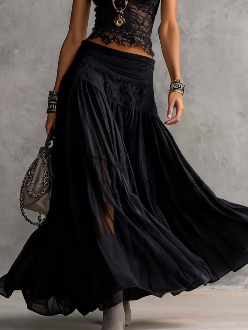Adriana - Look elegante con encaje y falda plisada